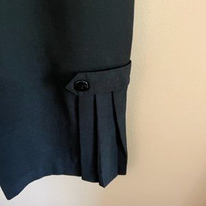 Vintage Black Cotton Skirt with Side Pleats, Size 9/10